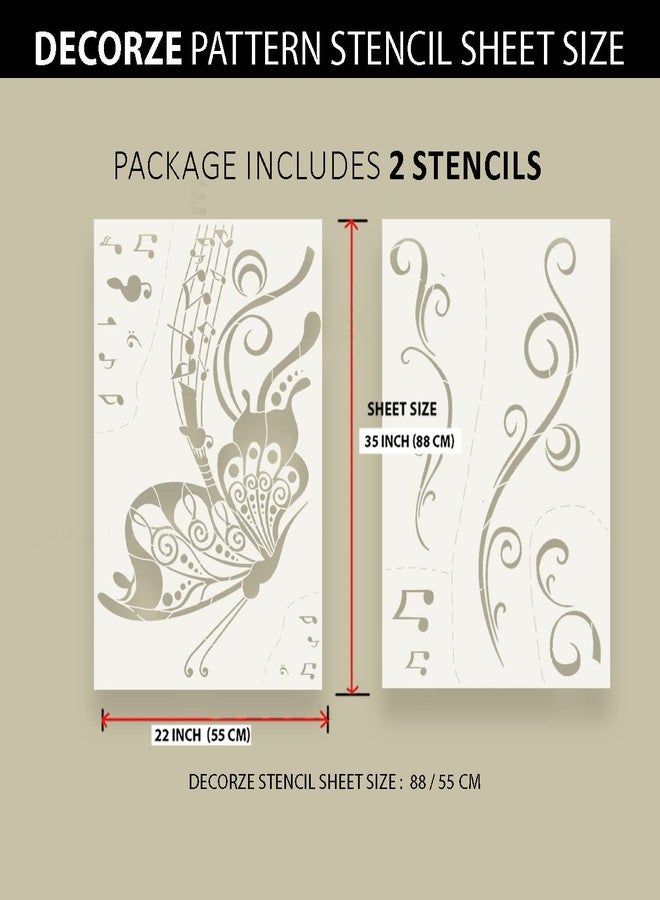DECORZE Butterfly and Music Stencils for Painting on Wall - Art Stencils (DWS -16) - Image 2